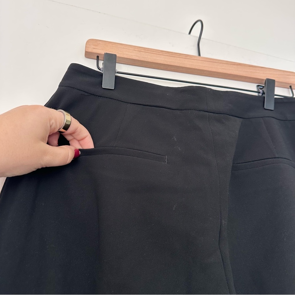 Babaton 1-01 (6) Black High Waist Straight Leg Trouser Pants - Zipper Hem Legs - Picture 9 of 9